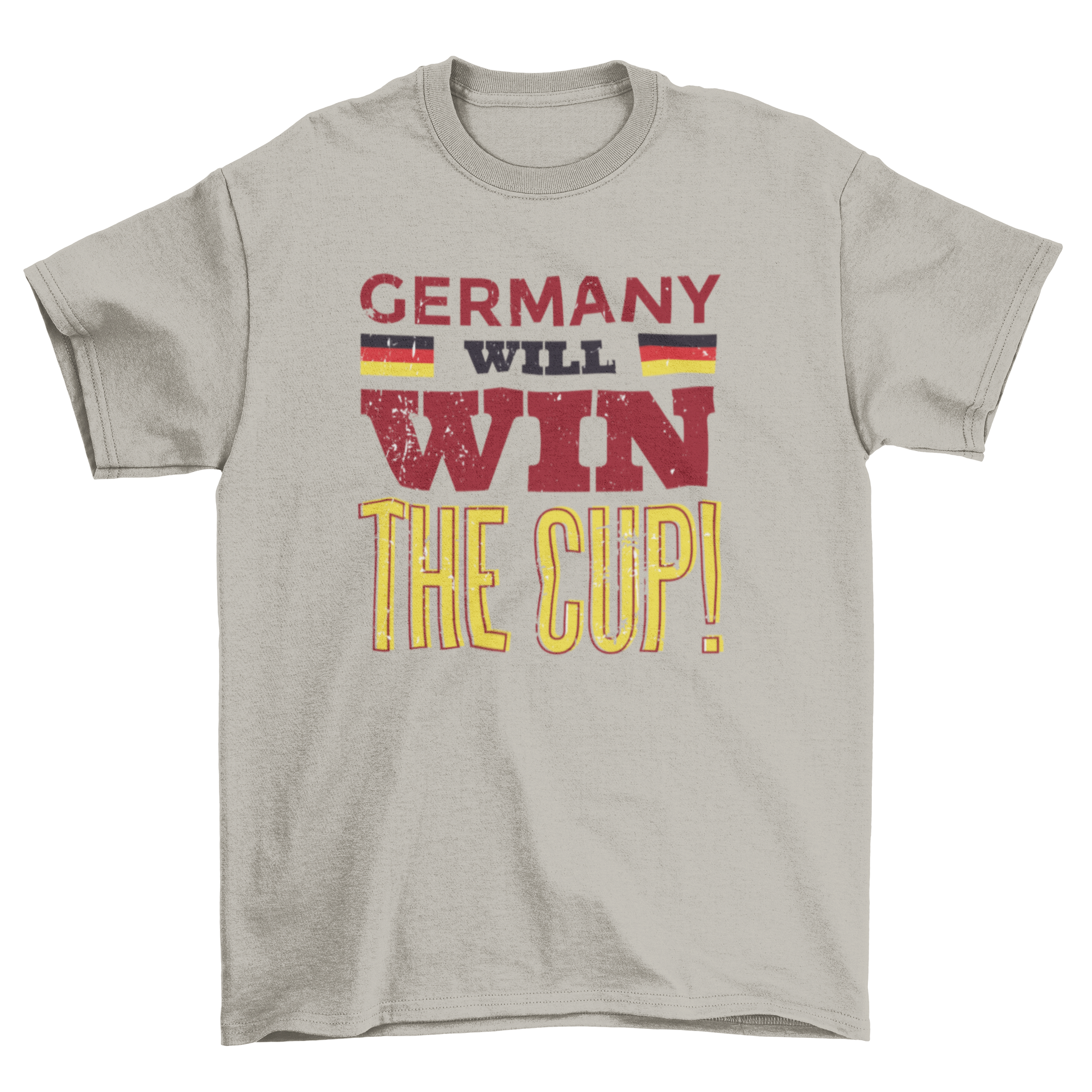 Football Fans German Flag t-shirt featuring the quote 'Germany will win the cup' with two German flags.