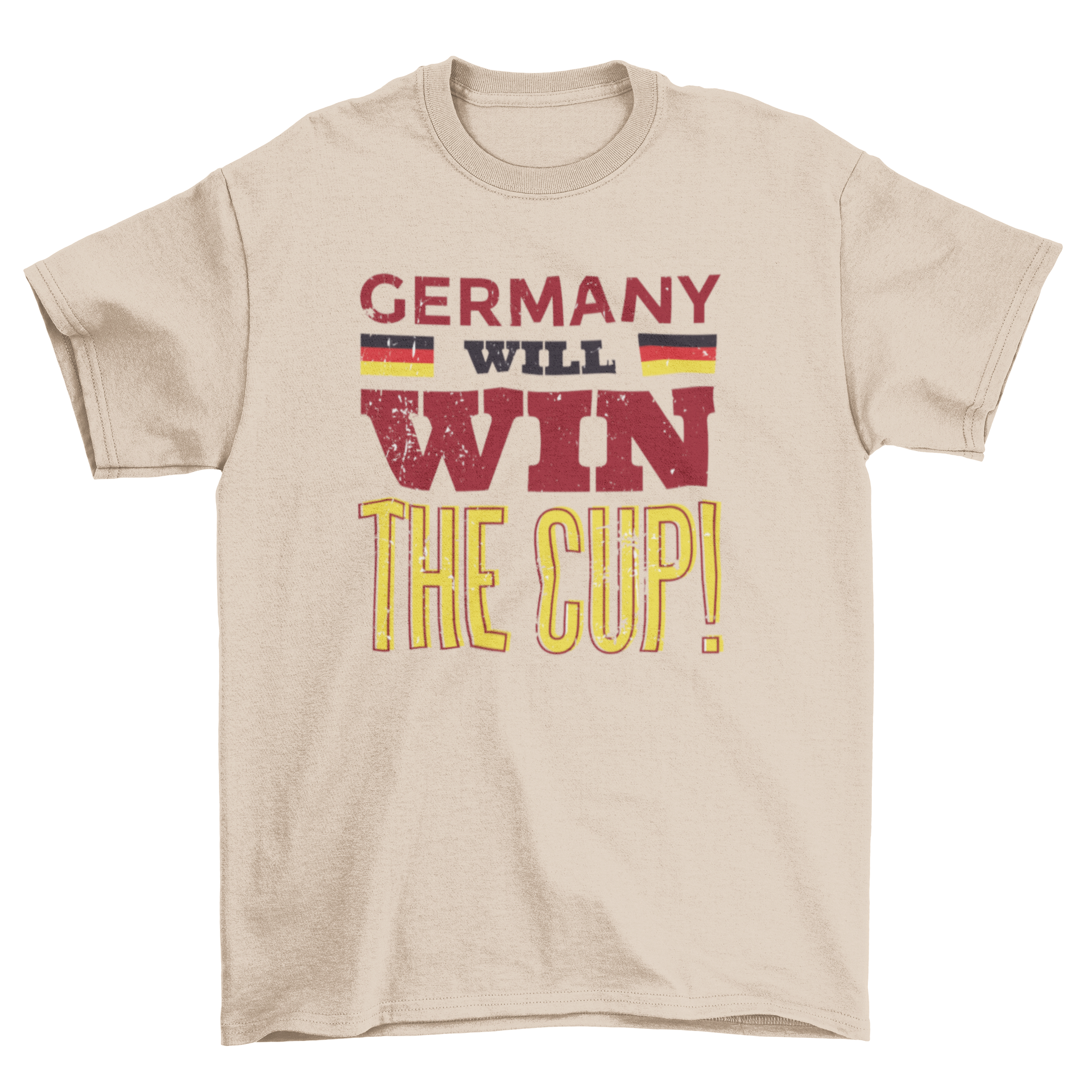 Football Fans German Flag t-shirt featuring the quote 'Germany will win the cup' with two German flags.