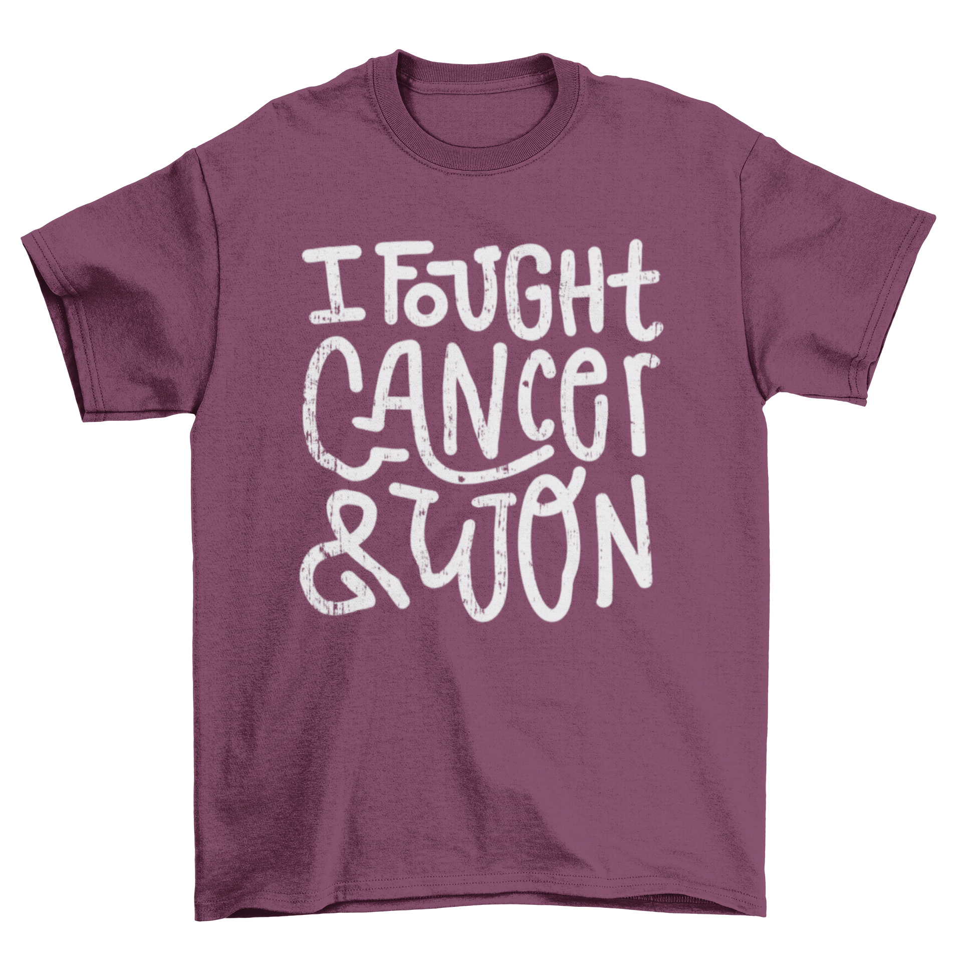 Fought cancer t-shirt featuring the quote 'I fought cancer & won' in bold lettering.