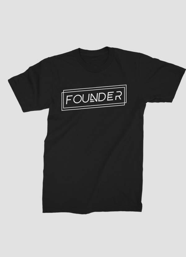 FOUNDER Black Half Sleeves T-shirt made of 100% cotton, showcasing its smooth texture and stylish design.