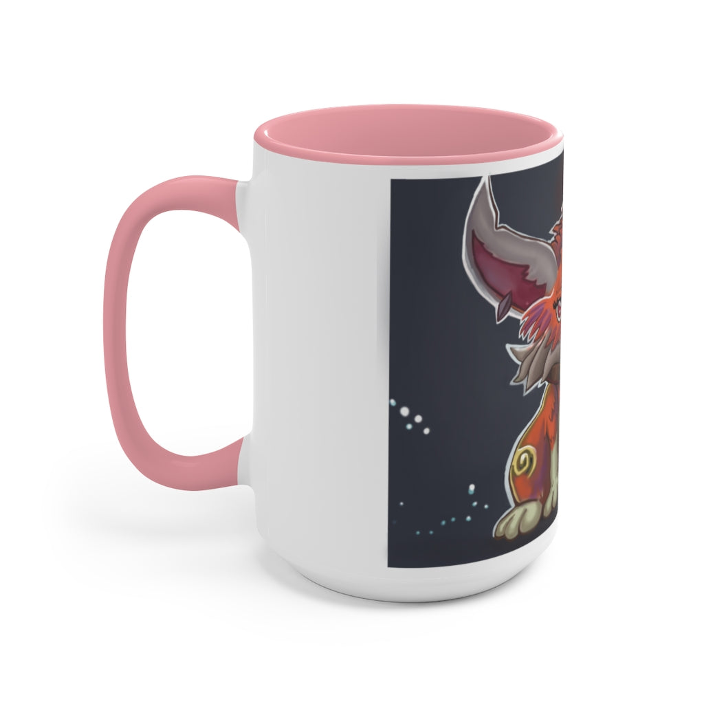 Foxxy Accent Mug showcasing a two-tone design with a white exterior and a vibrant colored interior, available in multiple sizes.