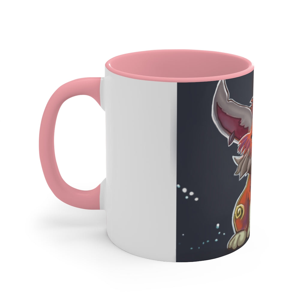 Foxxy Accent Mug showcasing a two-tone design with a white exterior and a vibrant colored interior, available in multiple sizes.