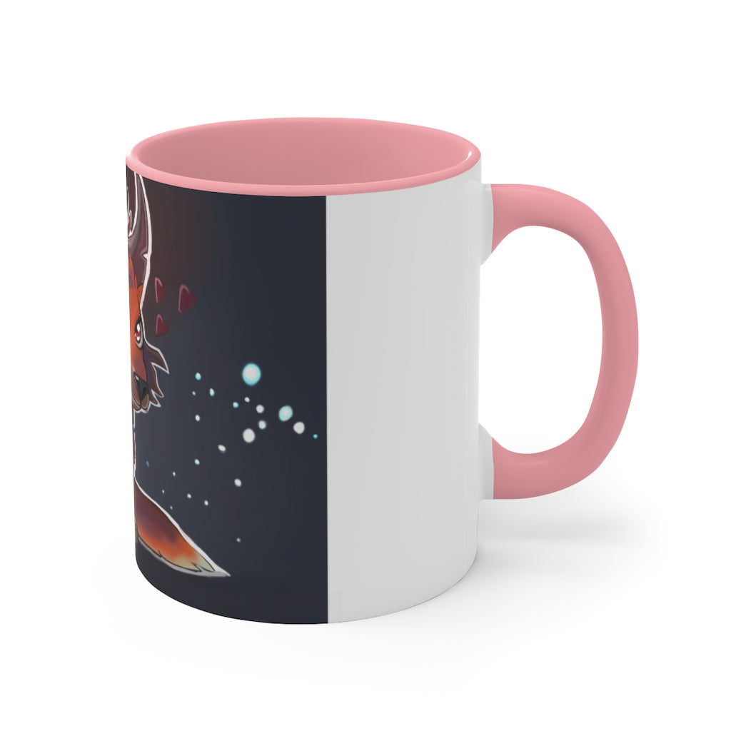 Foxxy Accent Mug showcasing a two-tone design with a white exterior and a vibrant colored interior, available in multiple sizes.