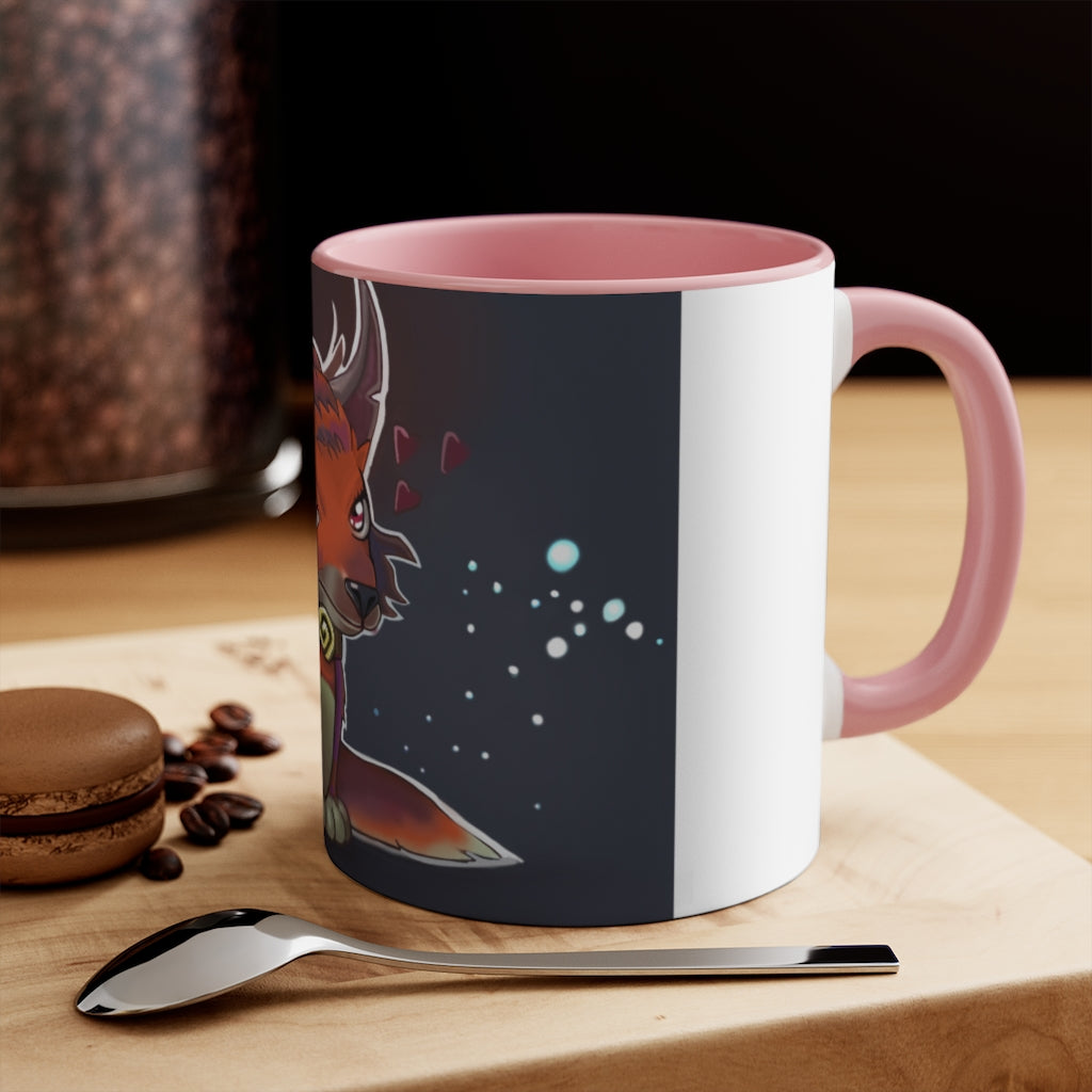 Foxxy Accent Mug showcasing a two-tone design with a white exterior and a vibrant colored interior, available in multiple sizes.