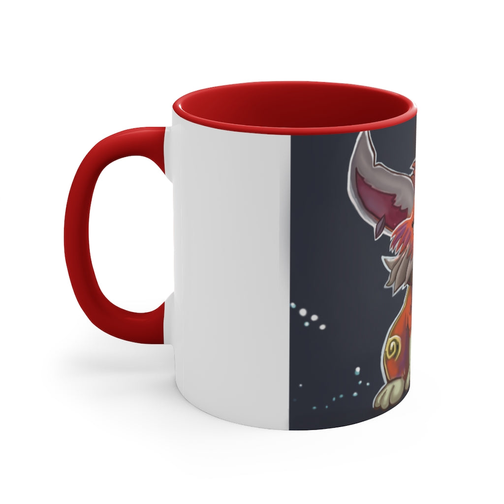 Foxxy Accent Mug showcasing a two-tone design with a white exterior and a vibrant colored interior, available in multiple sizes.