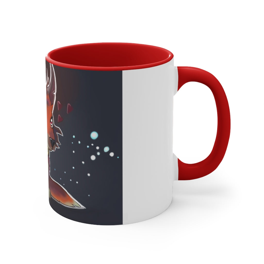 Foxxy Accent Mug showcasing a two-tone design with a white exterior and a vibrant colored interior, available in multiple sizes.