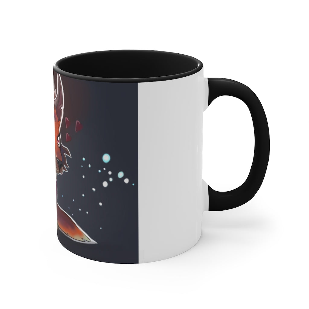 Foxxy Accent Mug showcasing a two-tone design with a white exterior and a vibrant colored interior, available in multiple sizes.