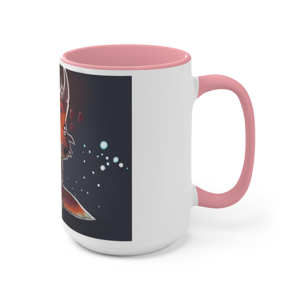 Foxxy Accent Mug showcasing a two-tone design with a white exterior and a vibrant colored interior, available in multiple sizes.