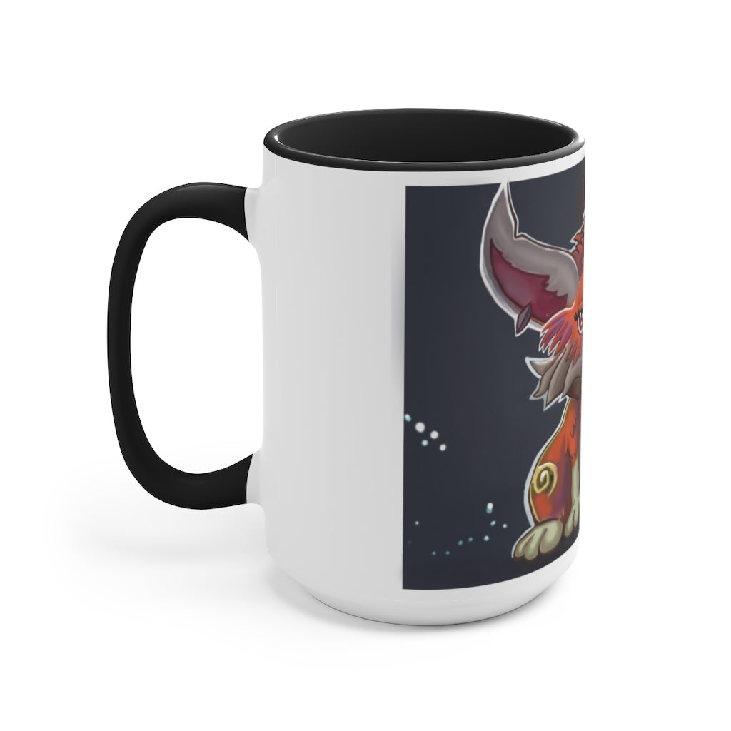 Foxxy Accent Mug showcasing a two-tone design with a white exterior and a vibrant colored interior, available in multiple sizes.