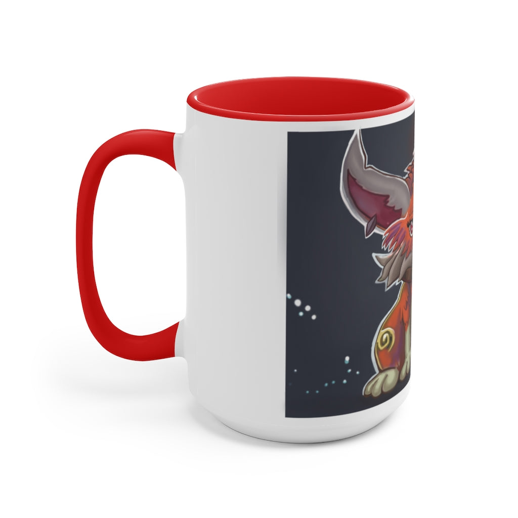 Foxxy Accent Mug showcasing a two-tone design with a white exterior and a vibrant colored interior, available in multiple sizes.