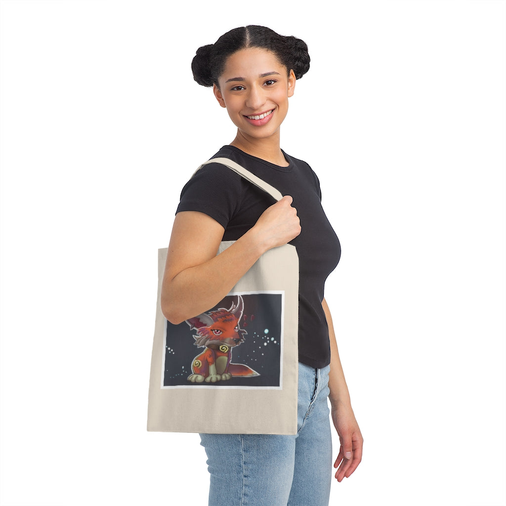 Foxxy Canvas Tote Bag made of 100% cotton sheeting, featuring reinforced handles and a spacious design for personalized use.