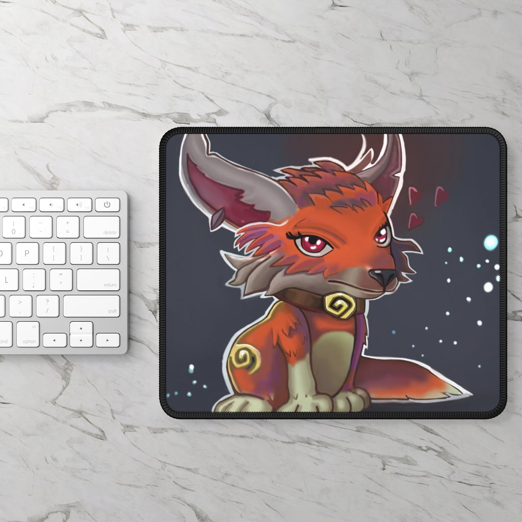 Foxxy Gaming Mouse Pad featuring vibrant custom designs and stitched edges for durability, measuring 9x7 inches.