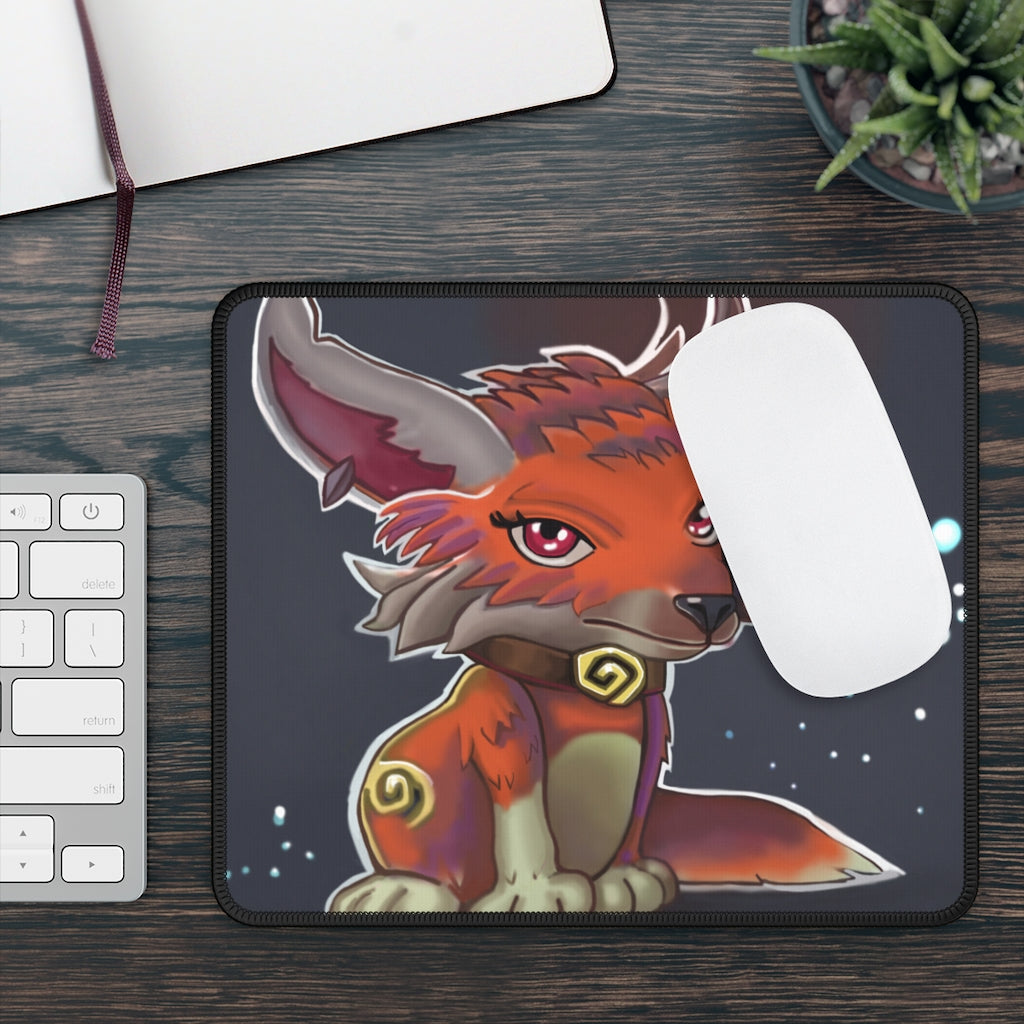 Foxxy Gaming Mouse Pad featuring vibrant custom designs and stitched edges for durability, measuring 9x7 inches.