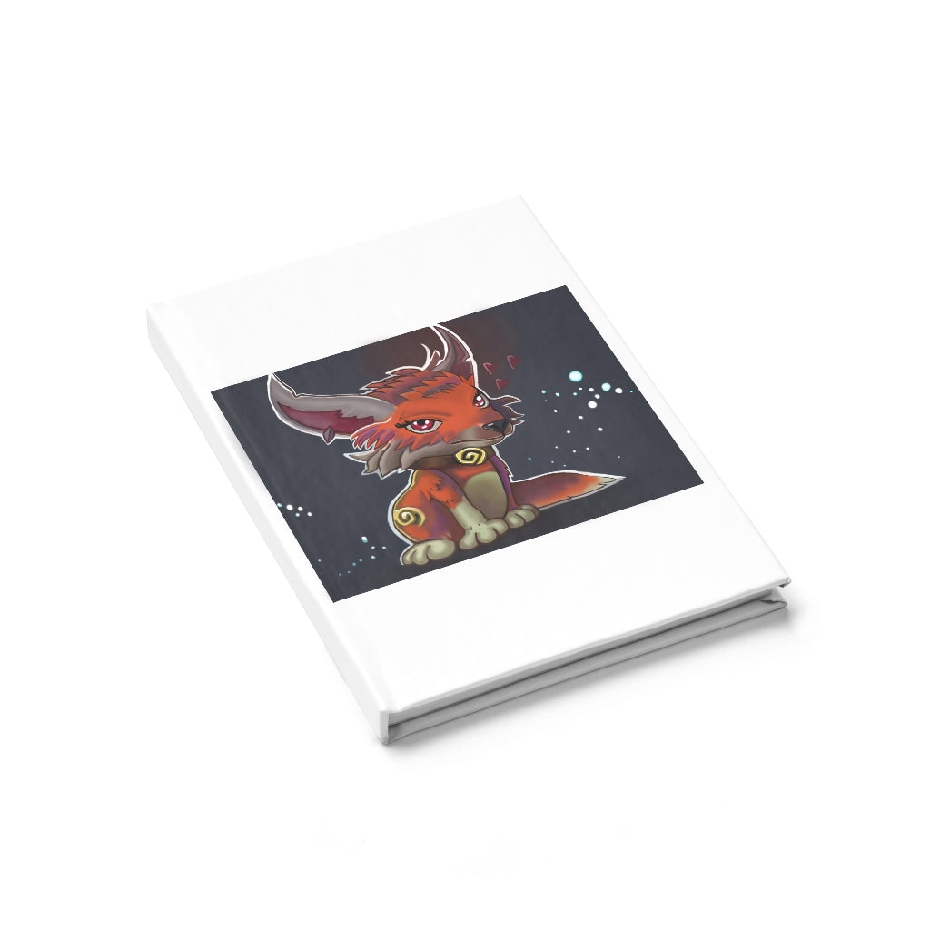 Foxxy Journal - Ruled Line with a durable hardcover and vibrant wraparound print, featuring 128 ruled pages for writing.