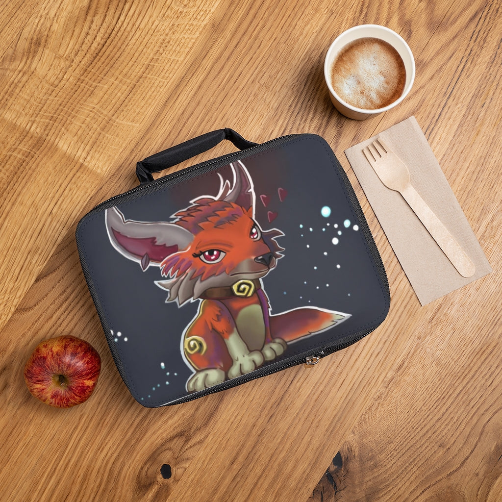 Foxxy Lunch Bag featuring a black base and customizable white area, ideal for adults and kids.