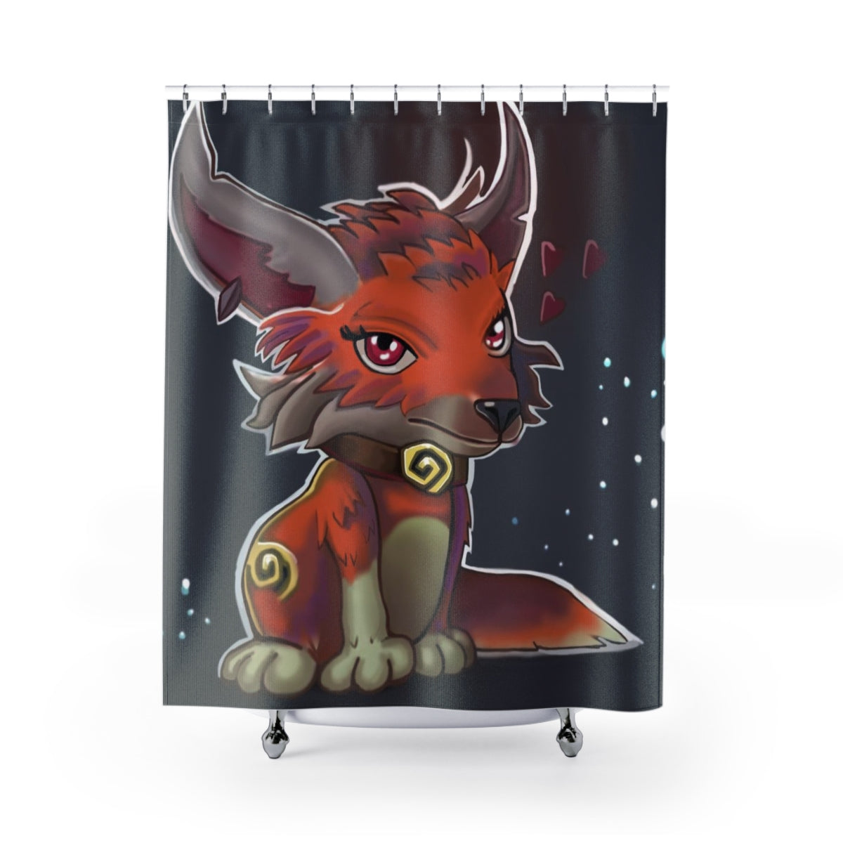 Foxxy Shower Curtain featuring vibrant custom designs on durable polyester fabric, ideal for bathroom decor.