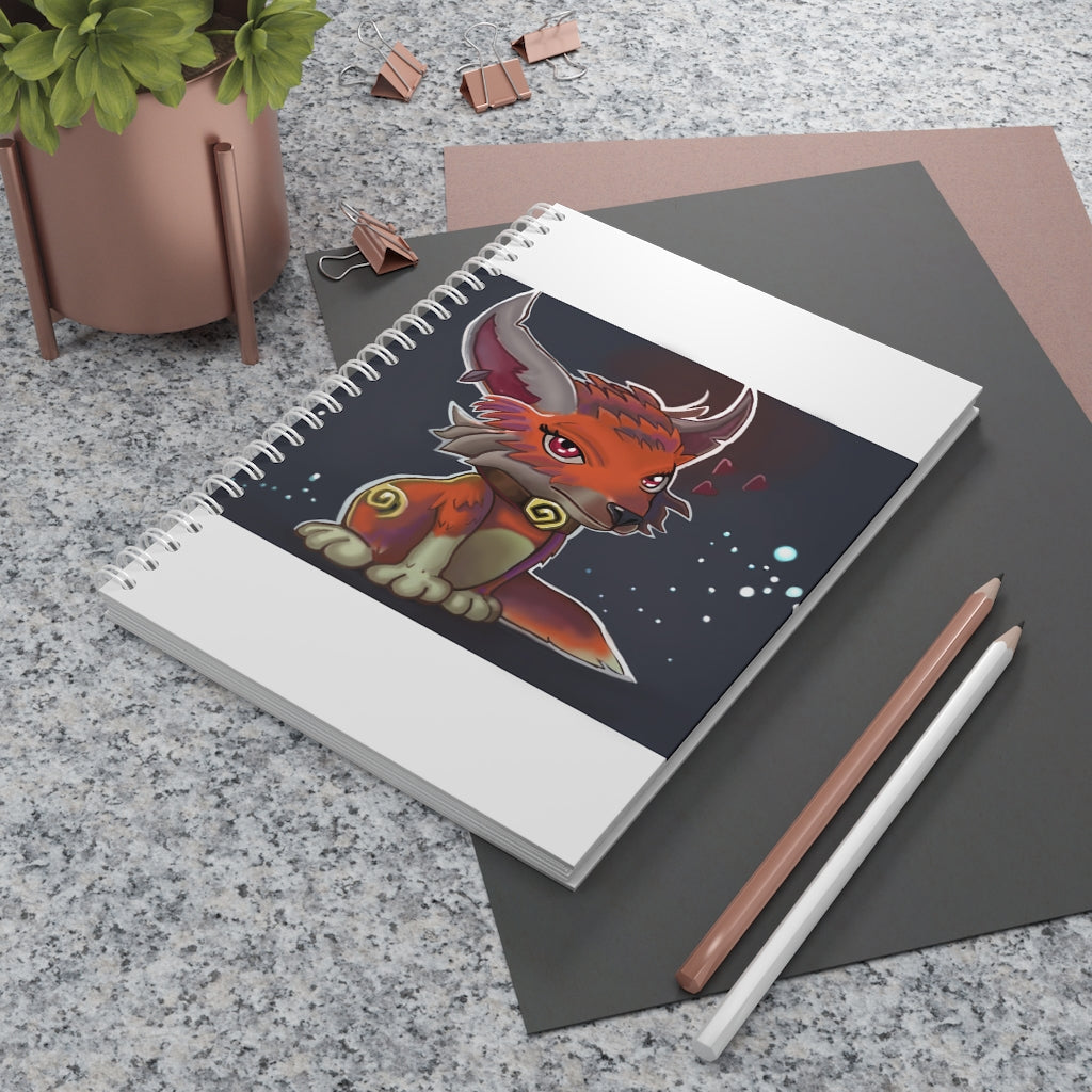 Foxxy Spiral Notebook with customizable covers and wide-ruled pages, featuring a semi-gloss laminated finish.