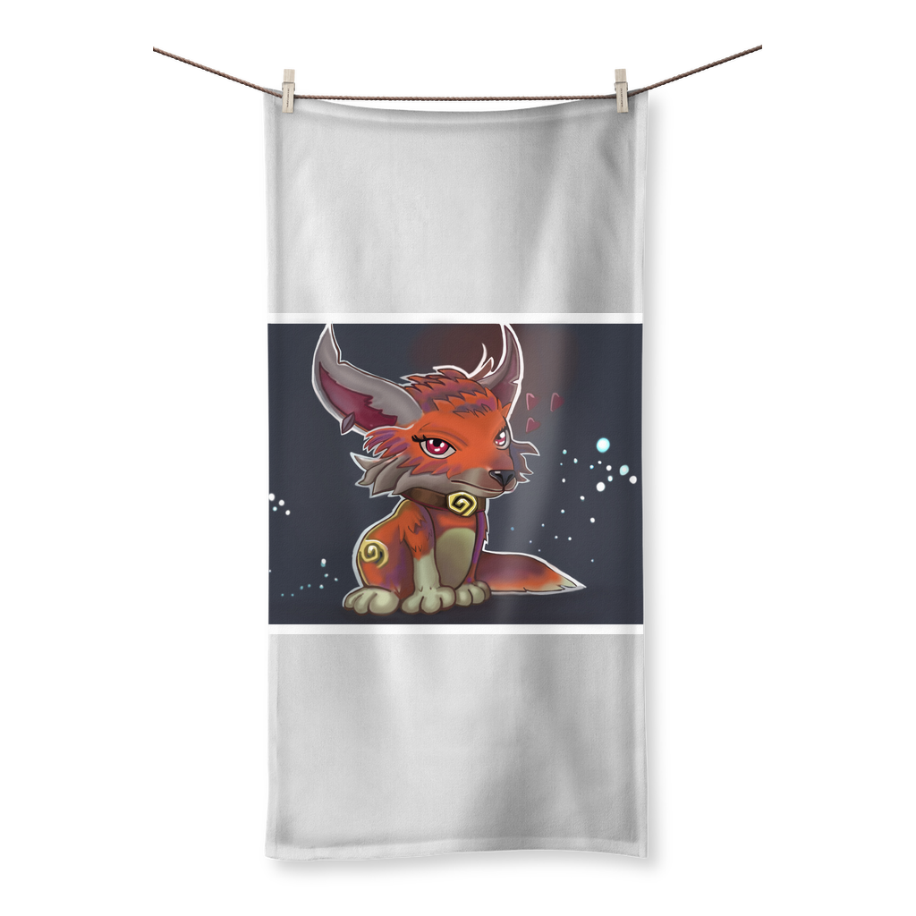 Foxxy Sublimation All Over Towel featuring vibrant prints on one side and soft cotton backing on the other, available in multiple sizes.