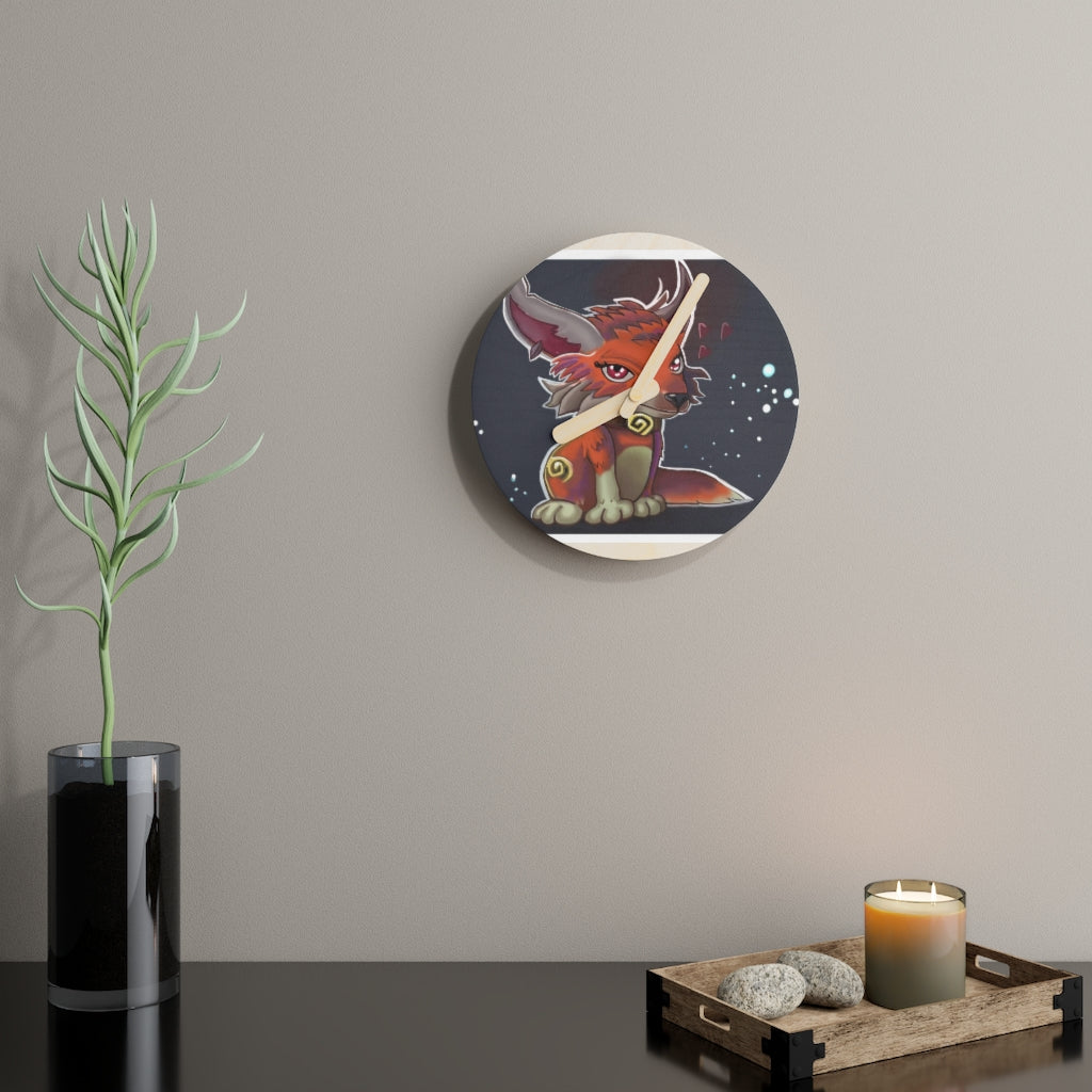 Foxxy Wooden Wall Clock made from sustainable birch plywood, featuring customizable design options and available in two sizes.