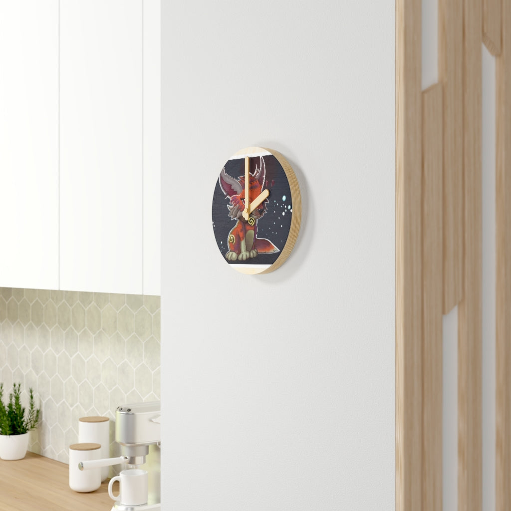 Foxxy Wooden Wall Clock made from sustainable birch plywood, featuring customizable design options and available in two sizes.