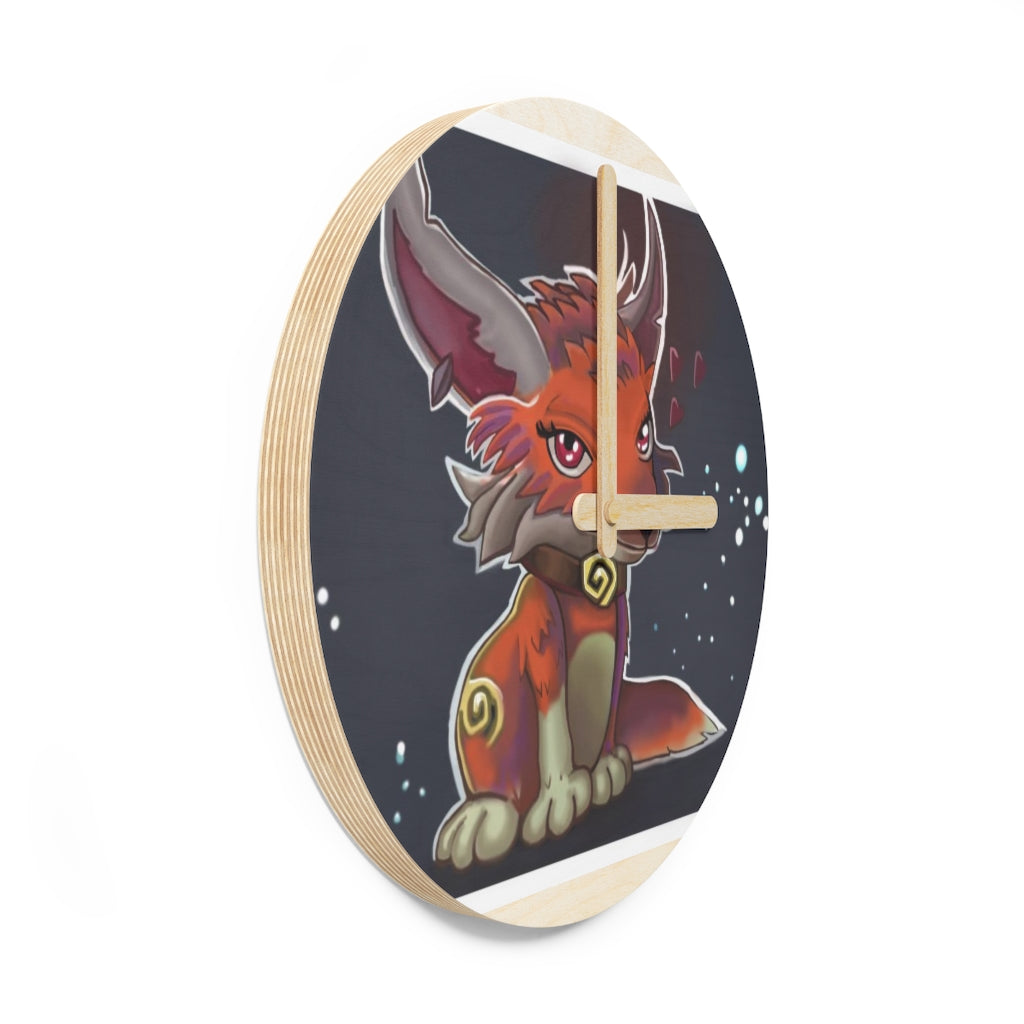 Foxxy Wooden Wall Clock made from sustainable birch plywood, featuring customizable design options and available in two sizes.