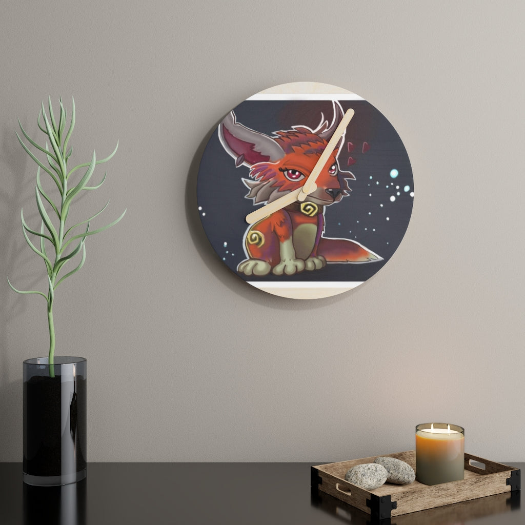 Foxxy Wooden Wall Clock made from sustainable birch plywood, featuring customizable design options and available in two sizes.