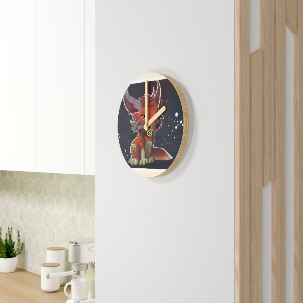 Foxxy Wooden Wall Clock made from sustainable birch plywood, featuring customizable design options and available in two sizes.