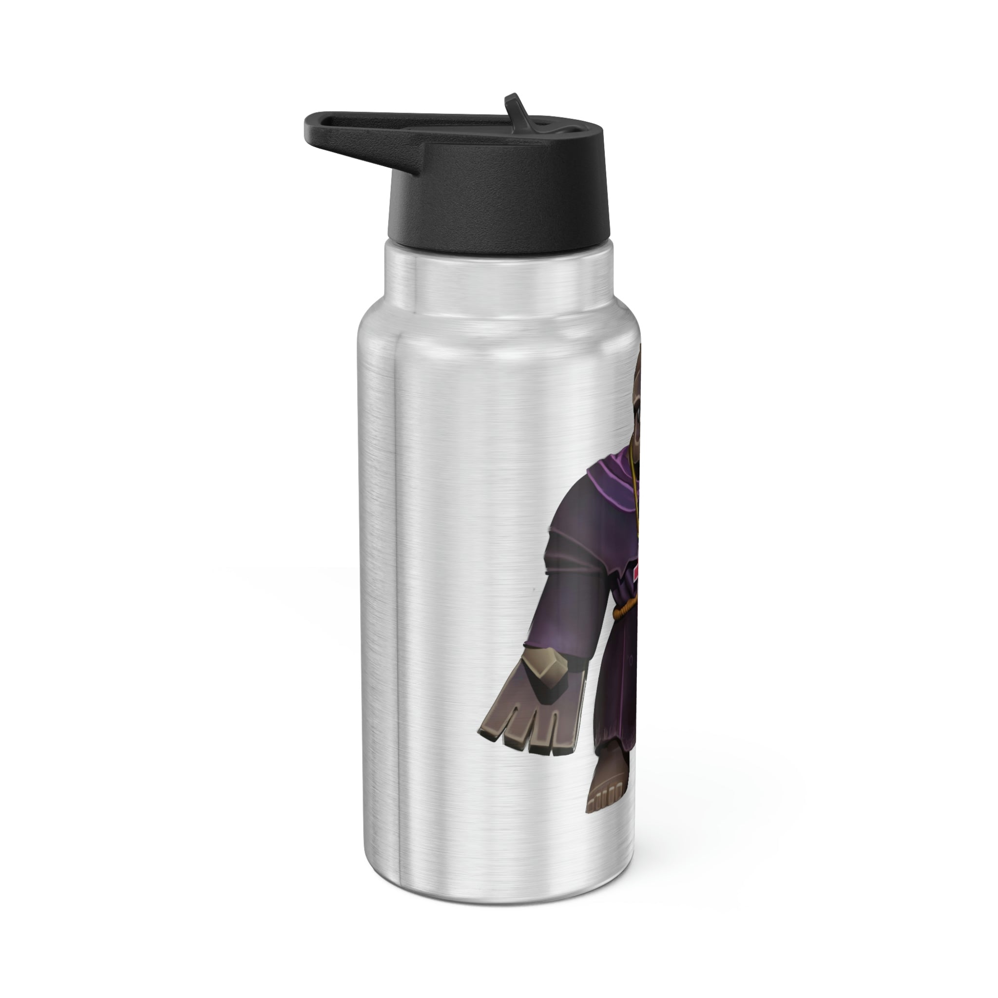 32oz Frair Gator Tumbler made of stainless steel with a black plastic cap and included straw, showcasing customizable design options.