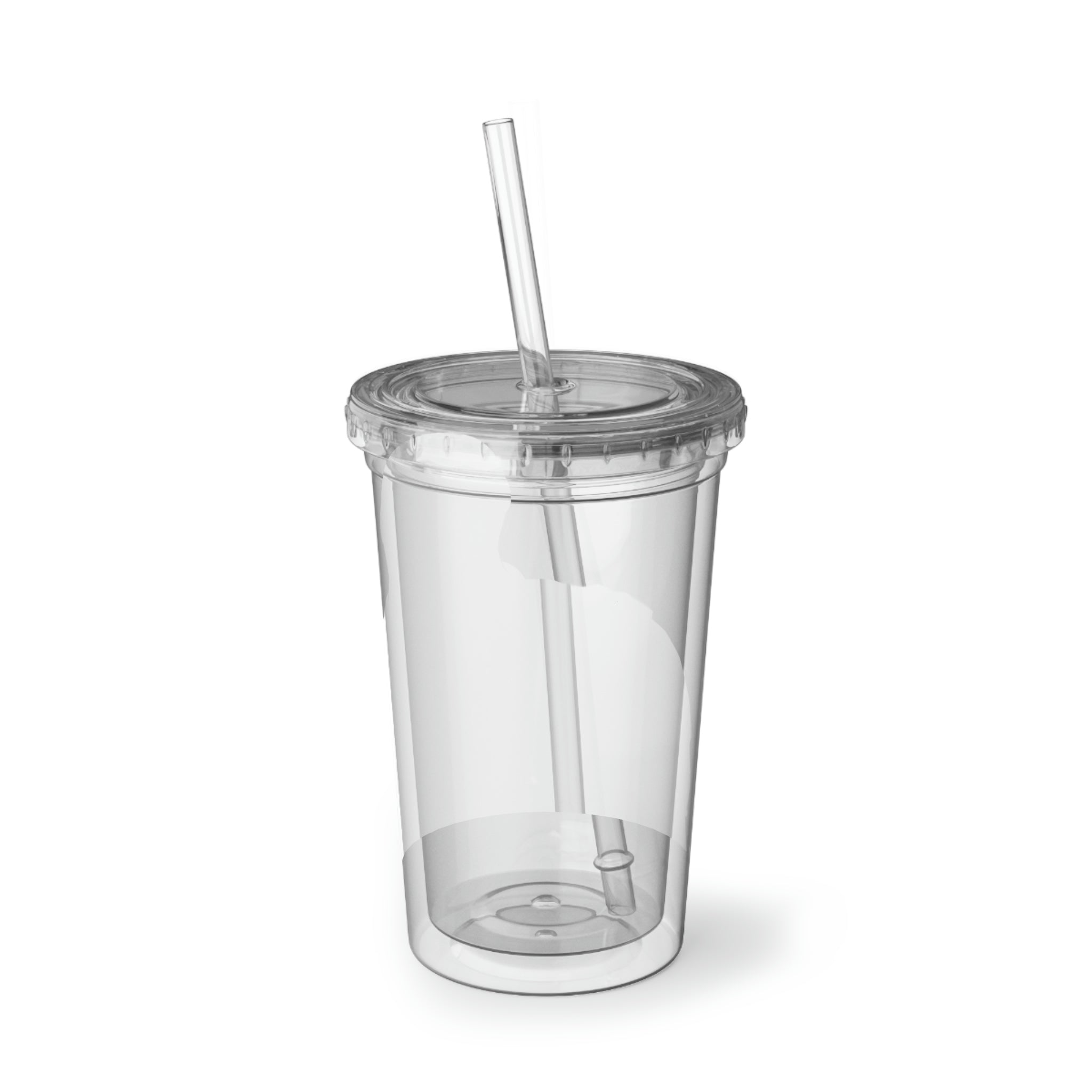 Frair Suave Acrylic Cup in stainless steel with a black plastic cap and straw, showcasing a sleek design for stylish hydration.