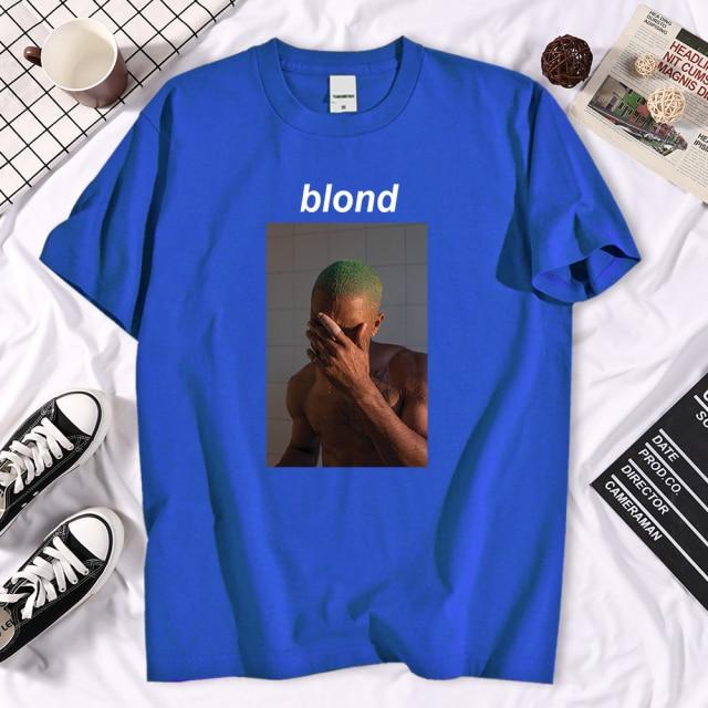 Frank Blond Printed T Shirt featuring a unique design, short sleeves, and O-neck collar, made from high-quality cotton for summer wear.