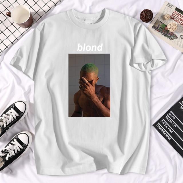 Frank Blond Printed T Shirt featuring a unique design, short sleeves, and O-neck collar, made from high-quality cotton for summer wear.