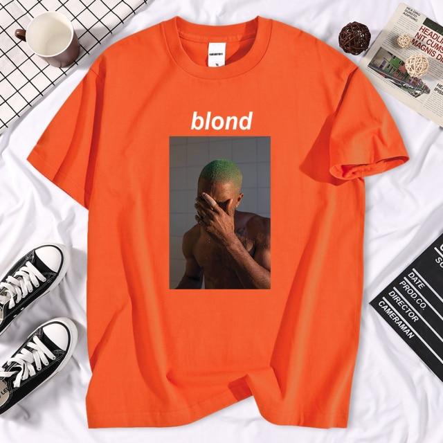 Frank Blond Printed T Shirt featuring a unique design, short sleeves, and O-neck collar, made from high-quality cotton for summer wear.