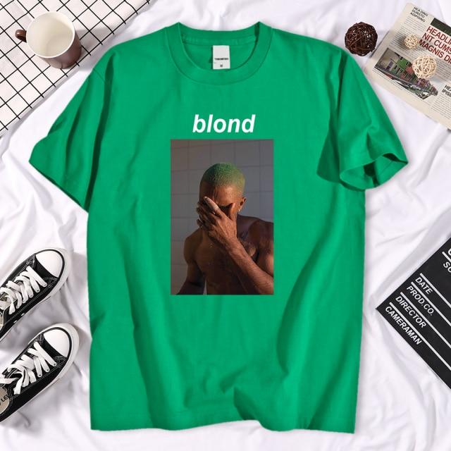 Frank Blond Printed T Shirt featuring a unique design, short sleeves, and O-neck collar, made from high-quality cotton for summer wear.