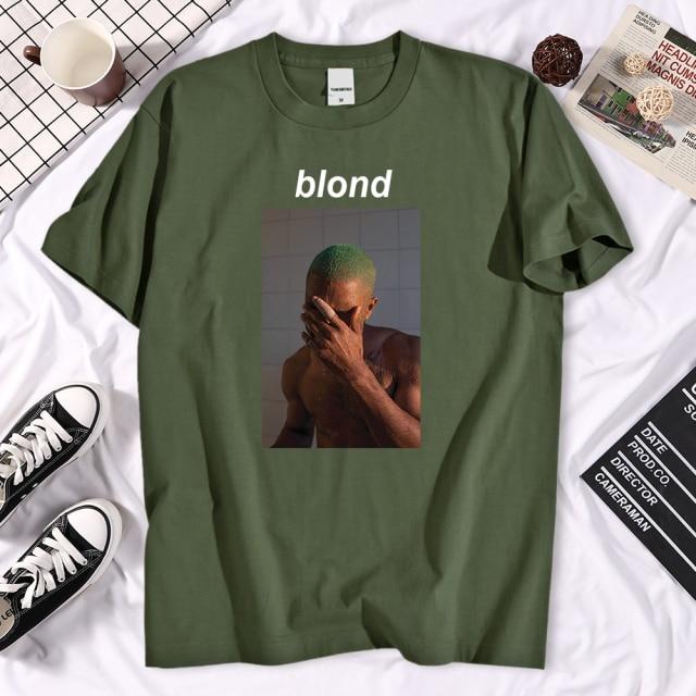 Frank Blond Printed T Shirt featuring a unique design, short sleeves, and O-neck collar, made from high-quality cotton for summer wear.