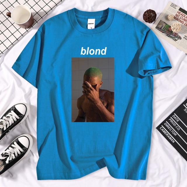 Frank Blond Printed T Shirt featuring a unique design, short sleeves, and O-neck collar, made from high-quality cotton for summer wear.