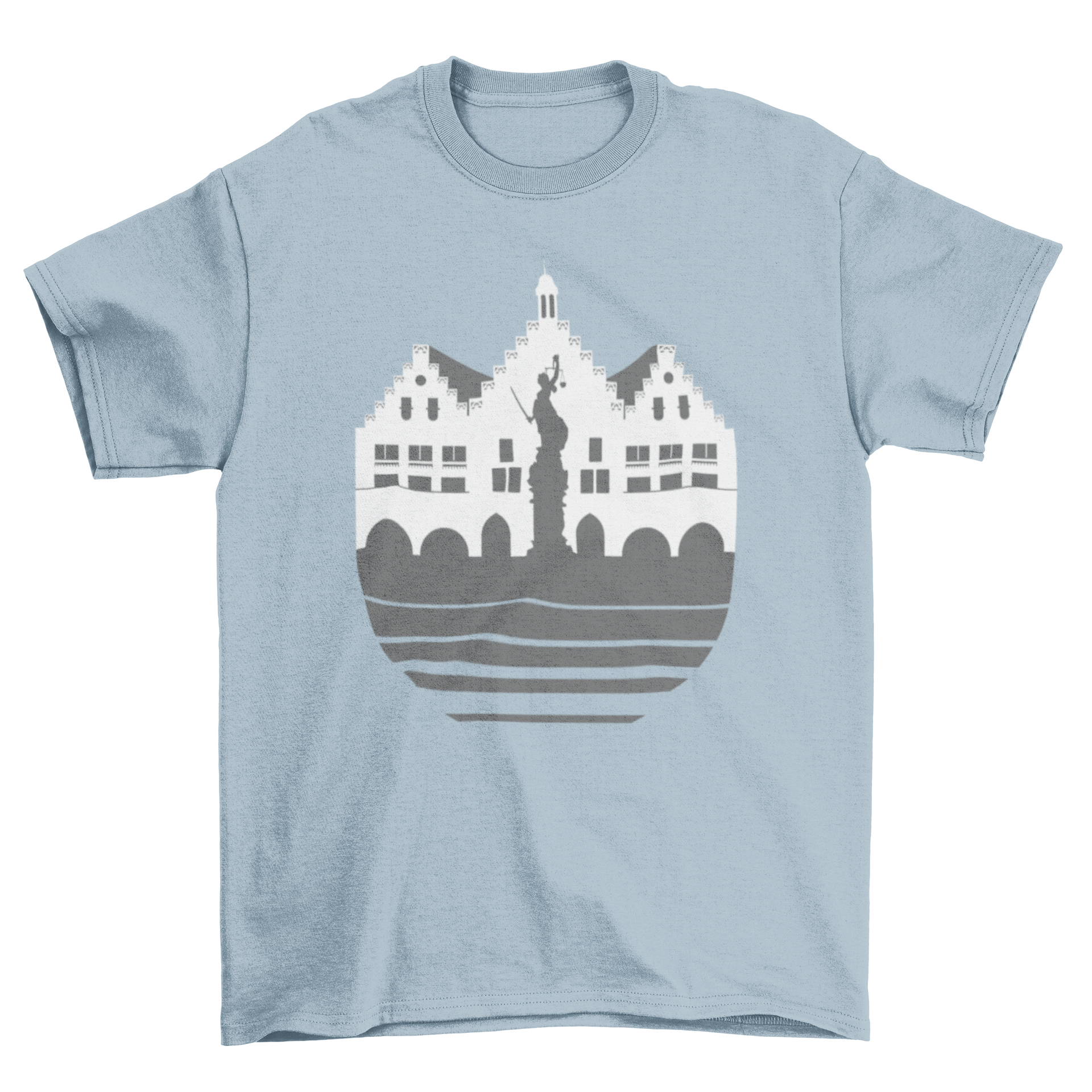 Frankfurt Skyline T-shirt featuring a detailed skyline design of Frankfurt's iconic buildings.