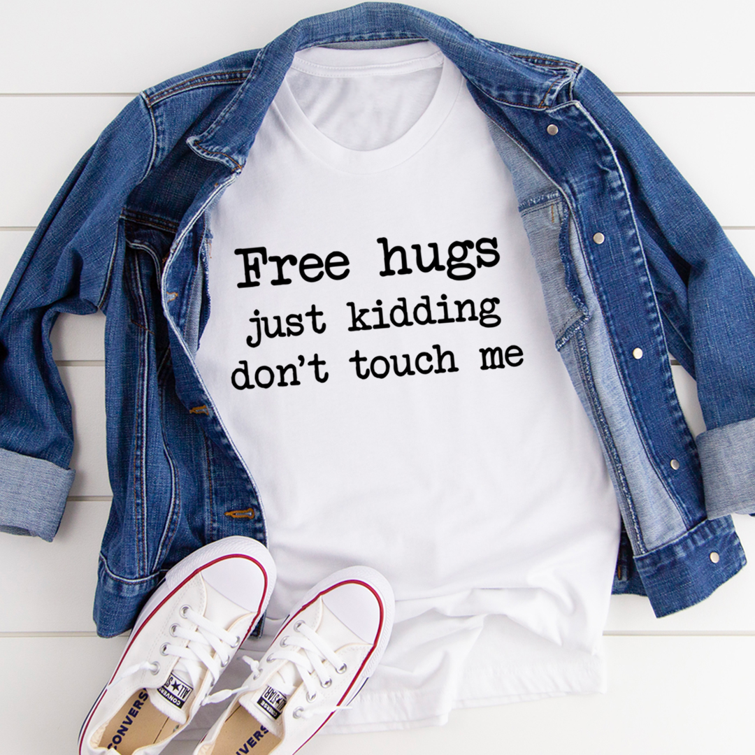 A soft and durable Free Hugs T-Shirt made from 100% ring-spun cotton, featuring double stitching for added durability.