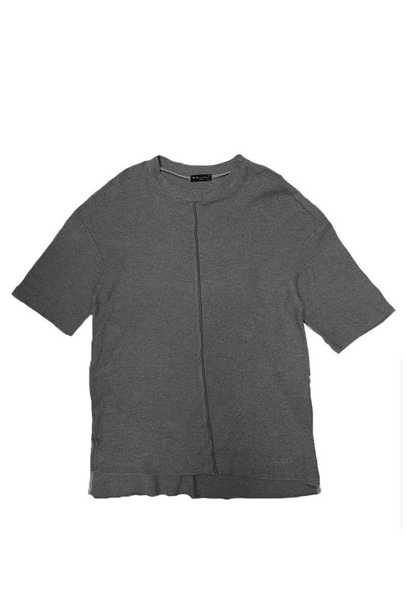 A stylish French Terry Center Pleat Tee featuring a front pleat design, made from soft textured fabric, perfect for casual and dressy occasions.