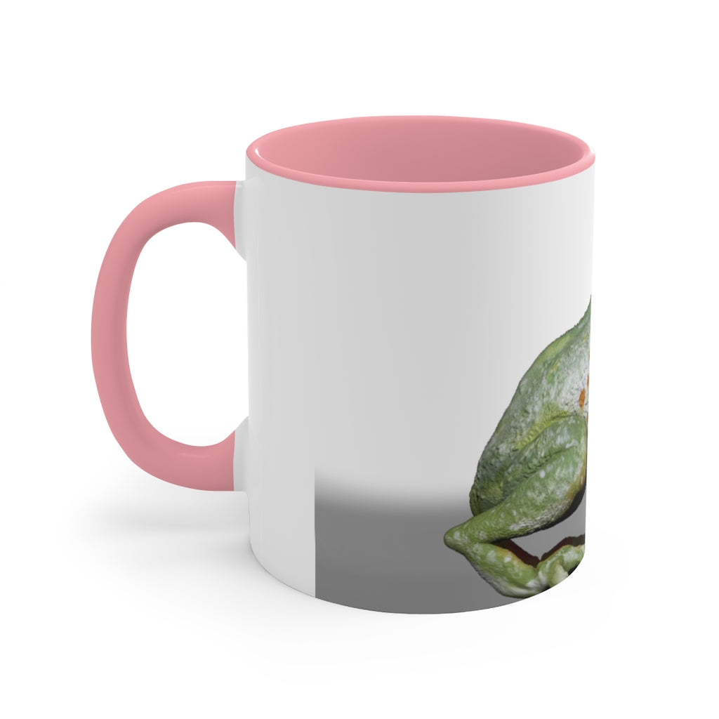 A stylish Frog Accent Mug featuring a vibrant two-tone design with a frog motif, available in multiple colors and sizes.