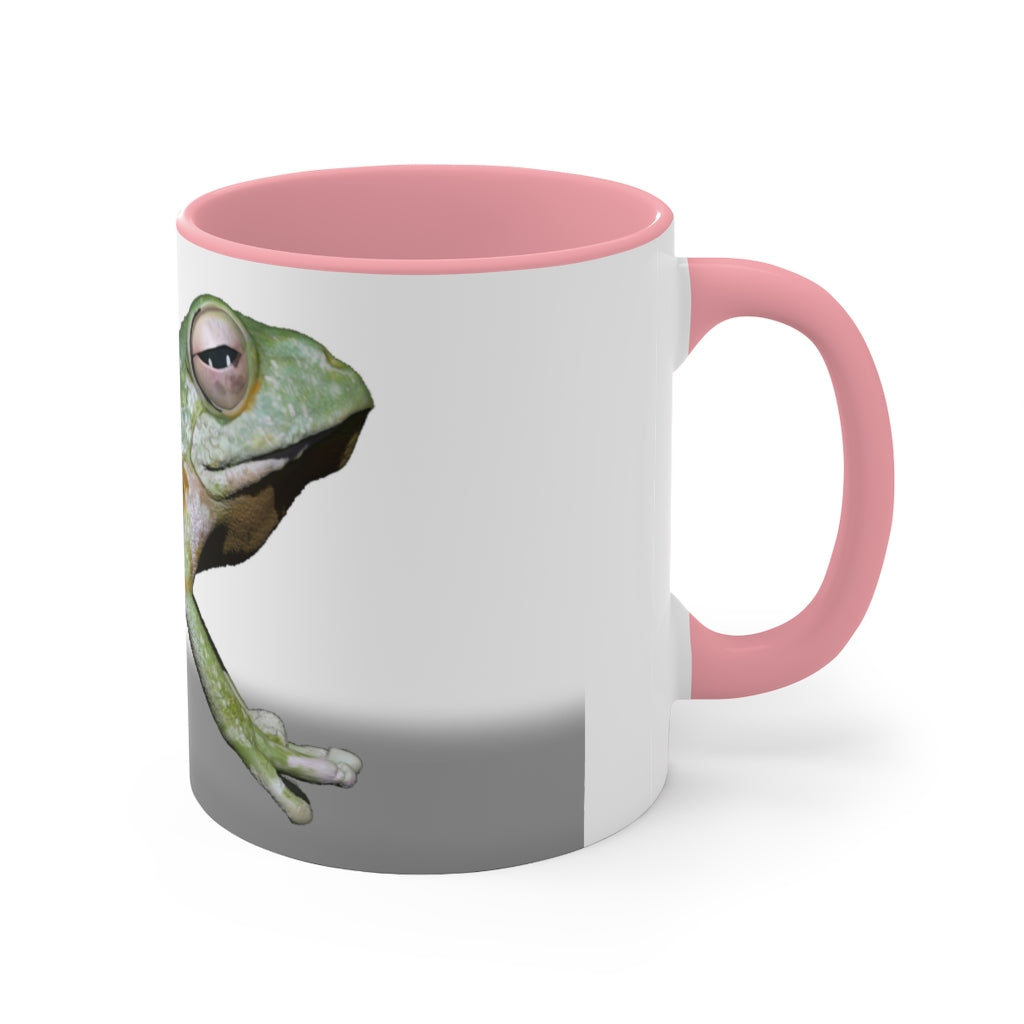 A stylish Frog Accent Mug featuring a vibrant two-tone design with a frog motif, available in multiple colors and sizes.