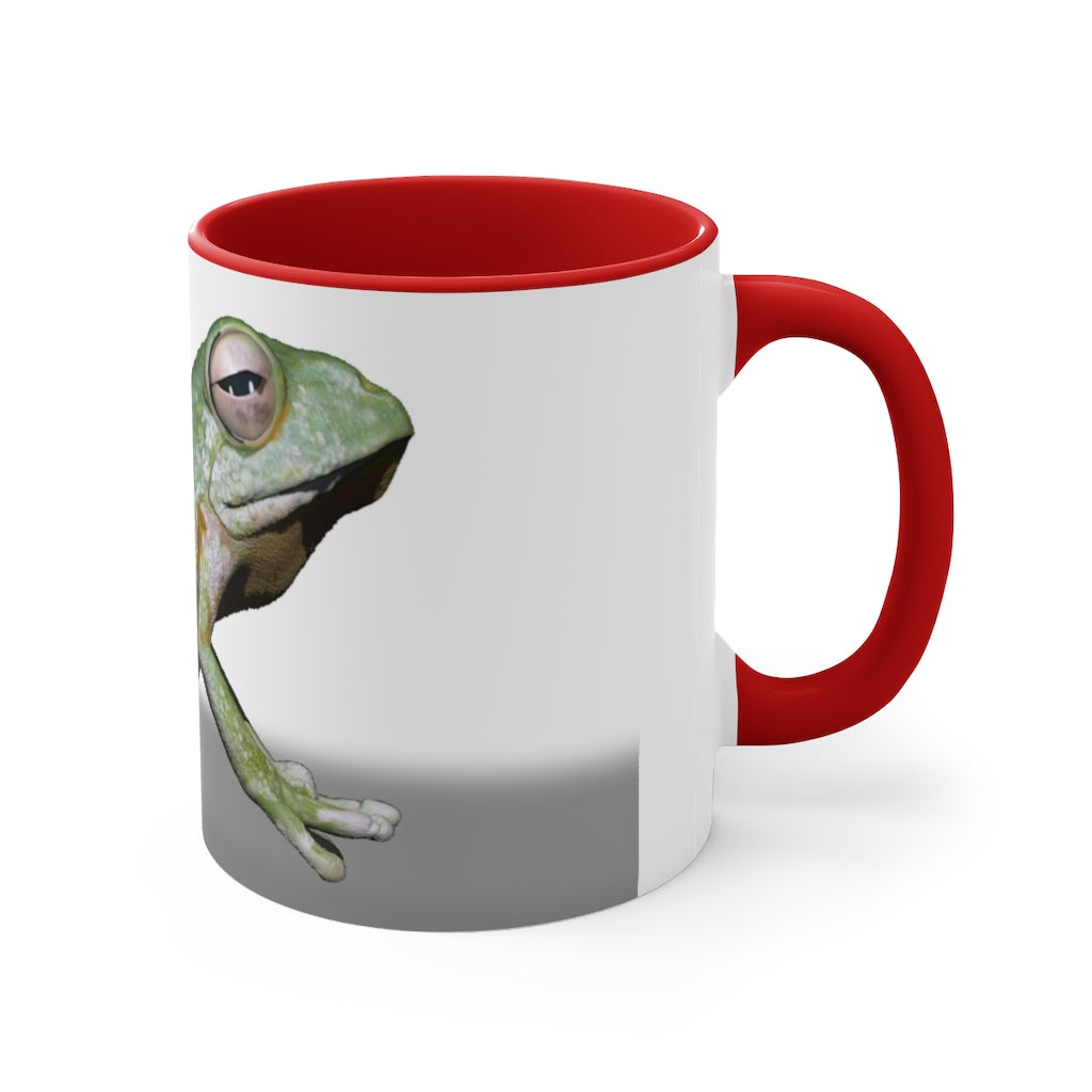 A stylish Frog Accent Mug featuring a vibrant two-tone design with a frog motif, available in multiple colors and sizes.