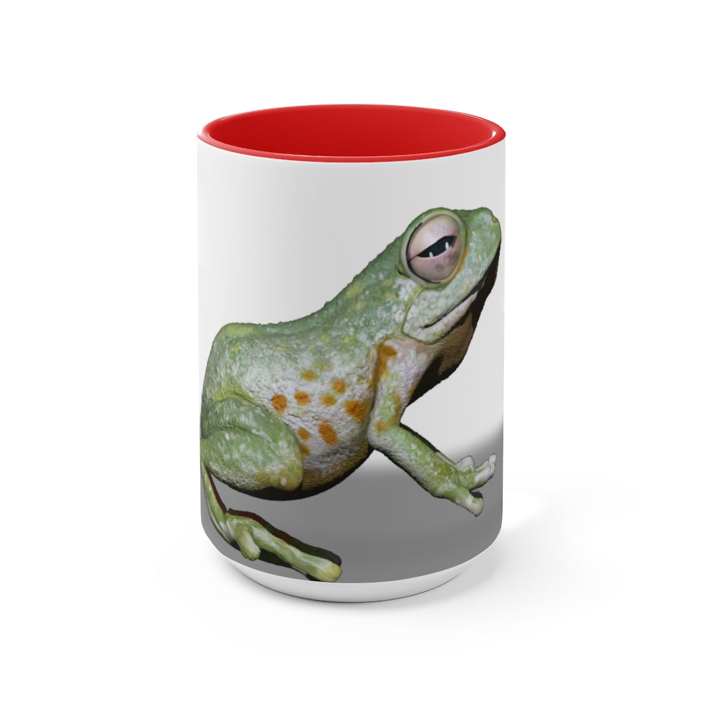 A stylish Frog Accent Mug featuring a vibrant two-tone design with a frog motif, available in multiple colors and sizes.