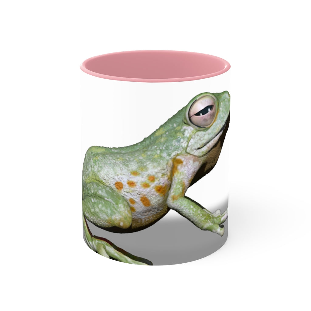 A stylish Frog Accent Mug featuring a vibrant two-tone design with a frog motif, available in multiple colors and sizes.