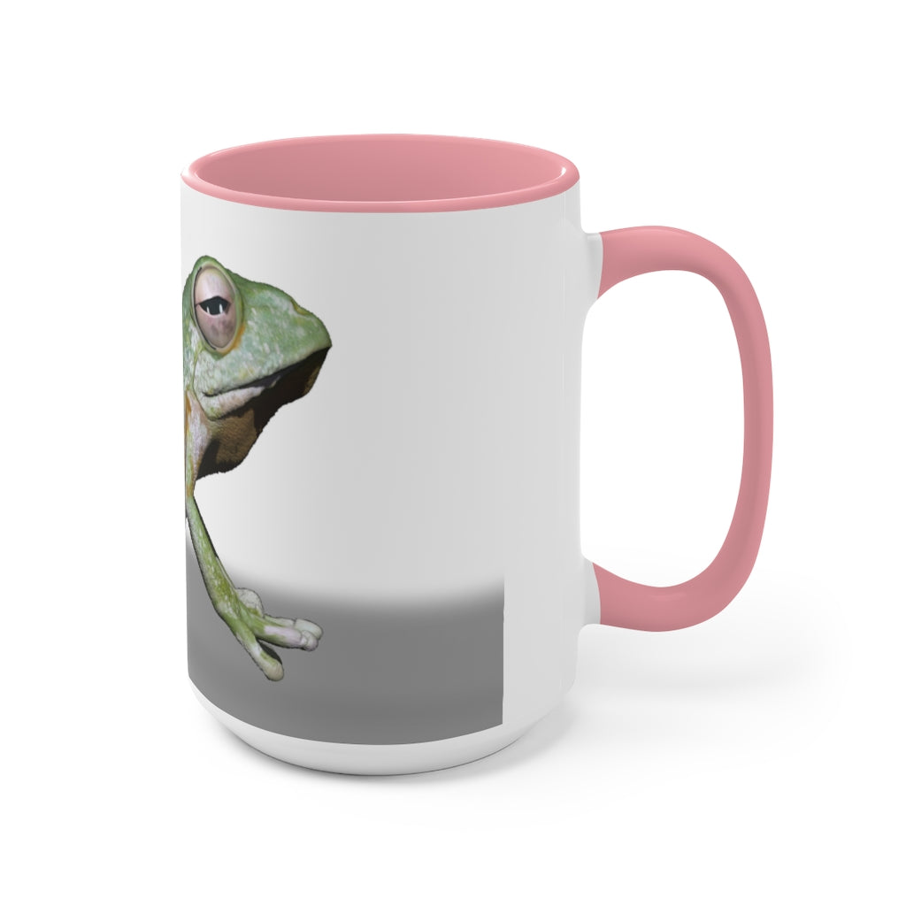 A stylish Frog Accent Mug featuring a vibrant two-tone design with a frog motif, available in multiple colors and sizes.