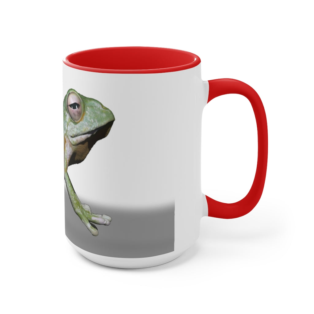 A stylish Frog Accent Mug featuring a vibrant two-tone design with a frog motif, available in multiple colors and sizes.