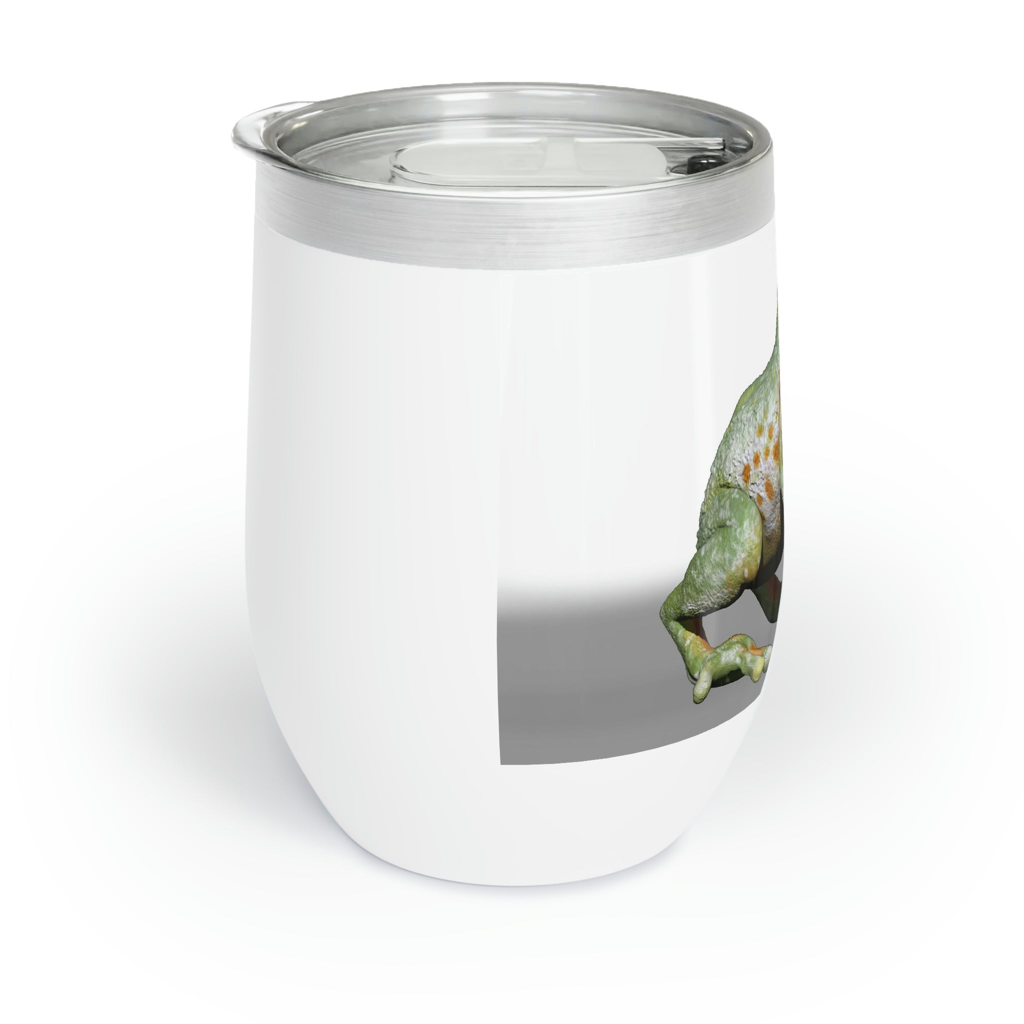 Frog Chill Wine Tumbler in stainless steel with a customizable design, perfect for keeping beverages at the ideal temperature.