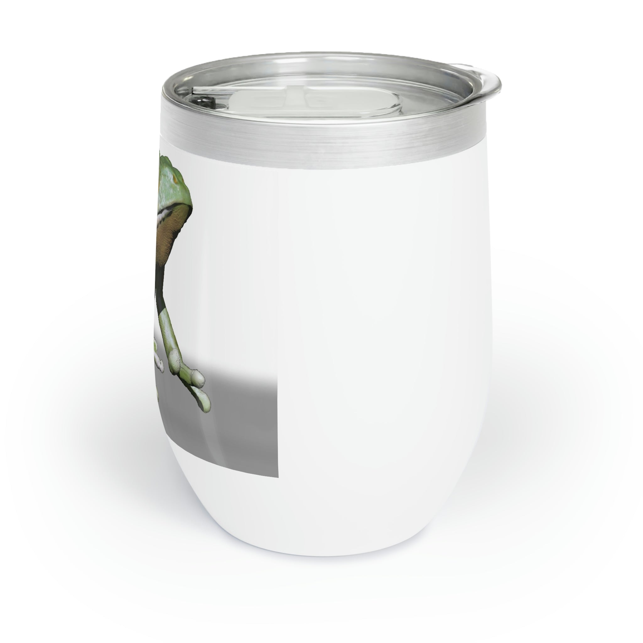 Frog Chill Wine Tumbler in stainless steel with a customizable design, perfect for keeping beverages at the ideal temperature.