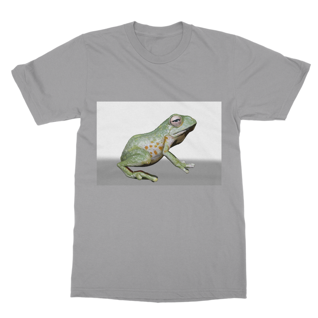 Frog Classic Adult T-Shirt in various colors, showcasing its soft-style round neck and short sleeves.