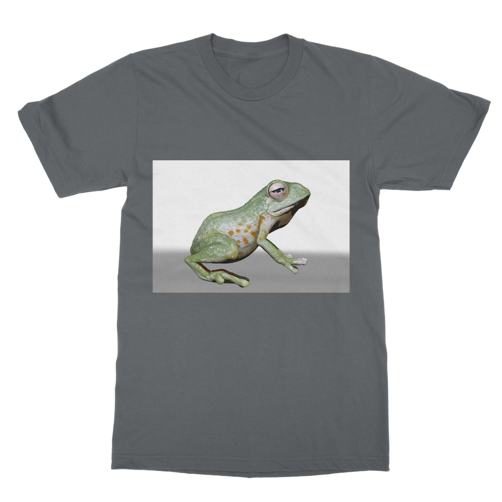 Frog Classic Adult T-Shirt in various colors, showcasing its soft-style round neck and short sleeves.