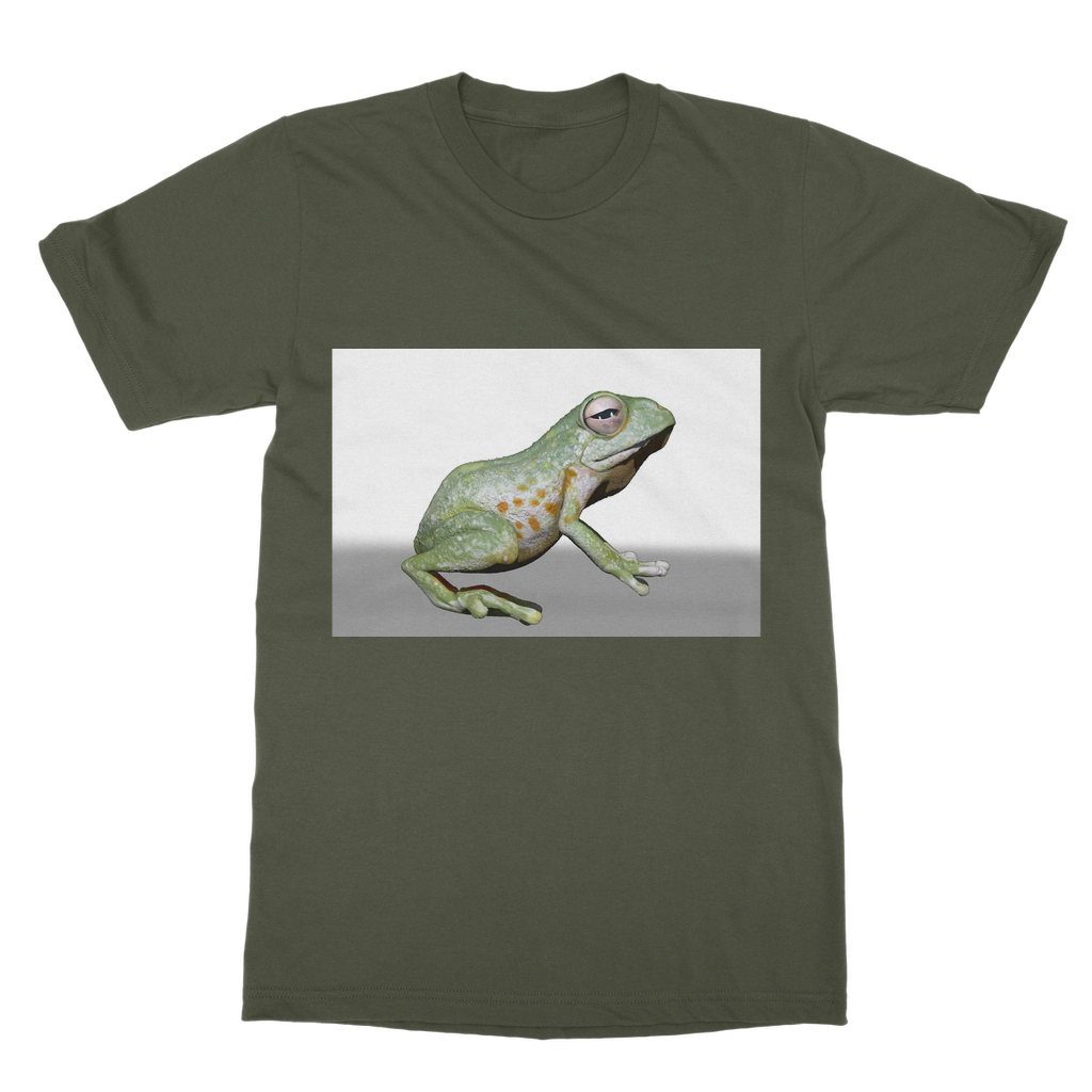 Frog Classic Adult T-Shirt in various colors, showcasing its soft-style round neck and short sleeves.